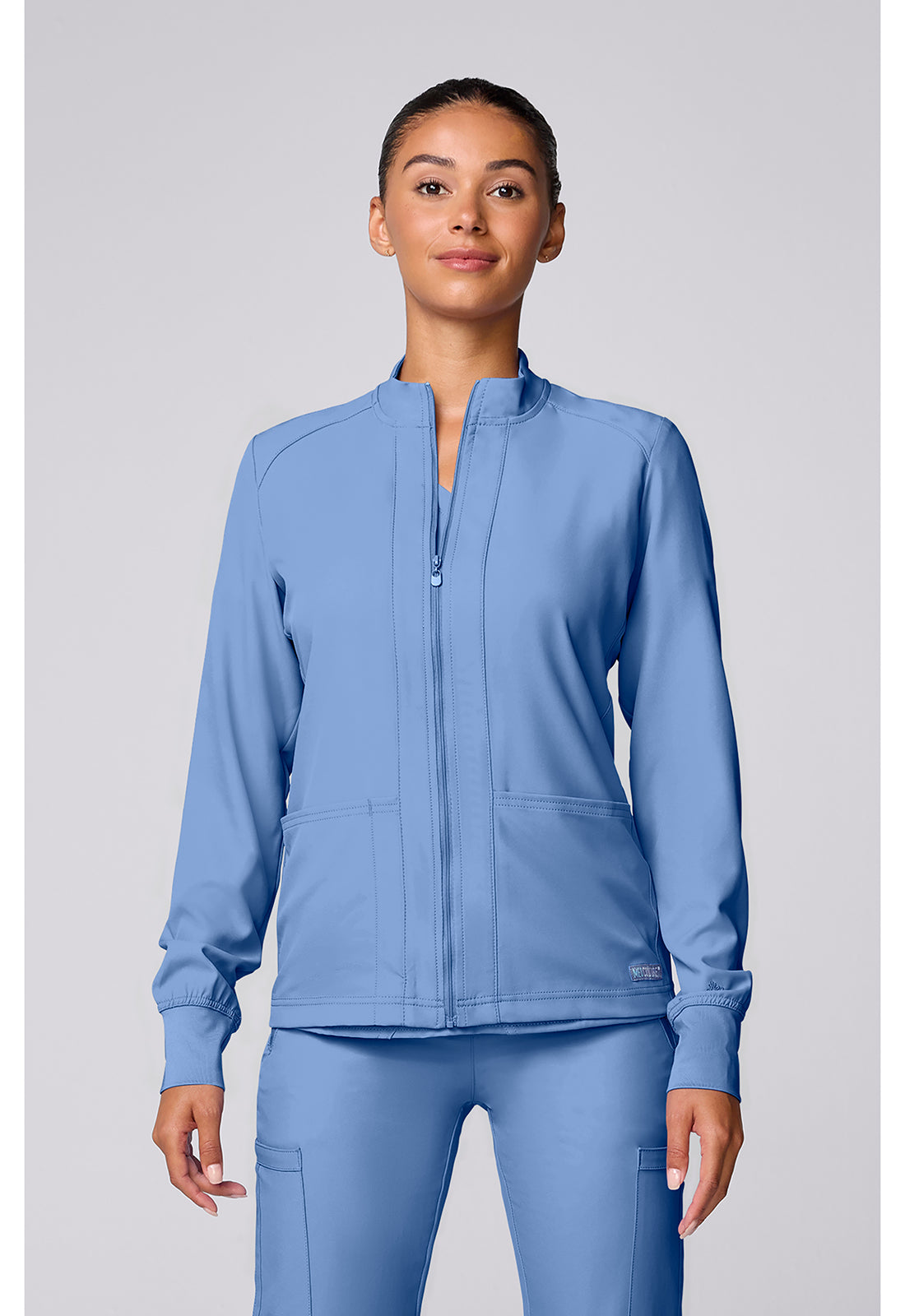 MedCouture Zip Front Warm-Up With Shoulder Yokes