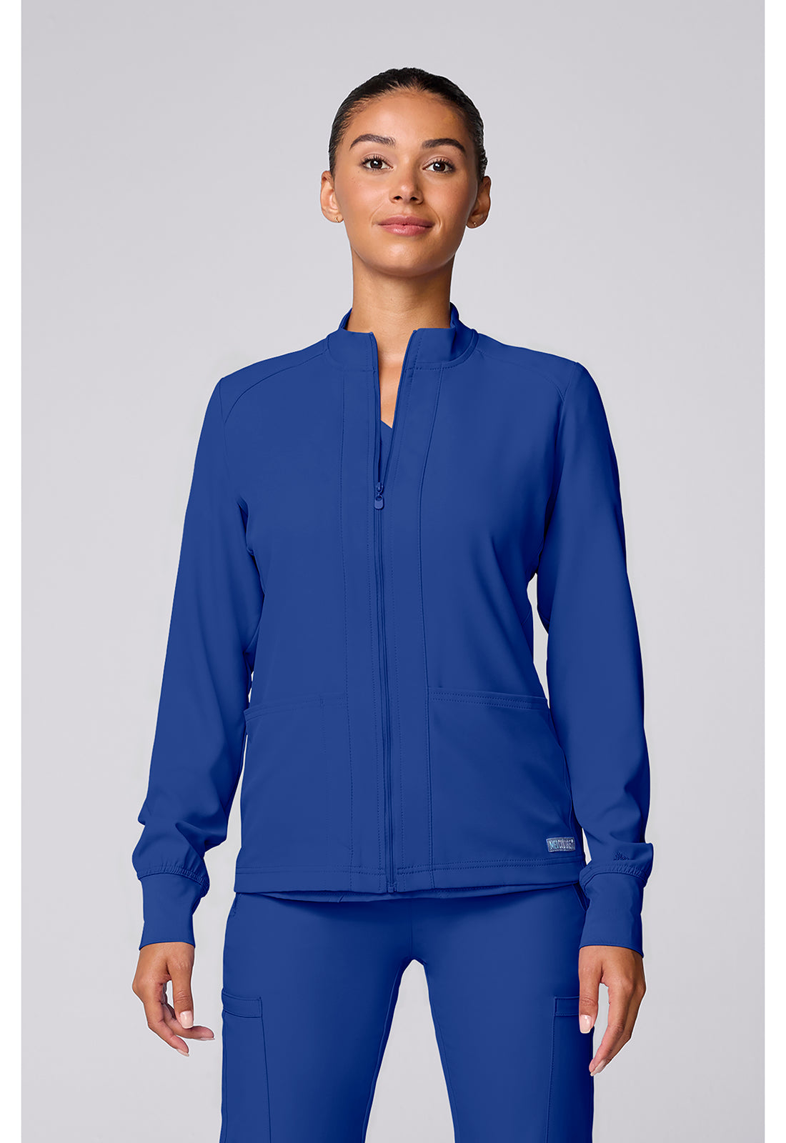 MedCouture Zip Front Warm-Up With Shoulder Yokes