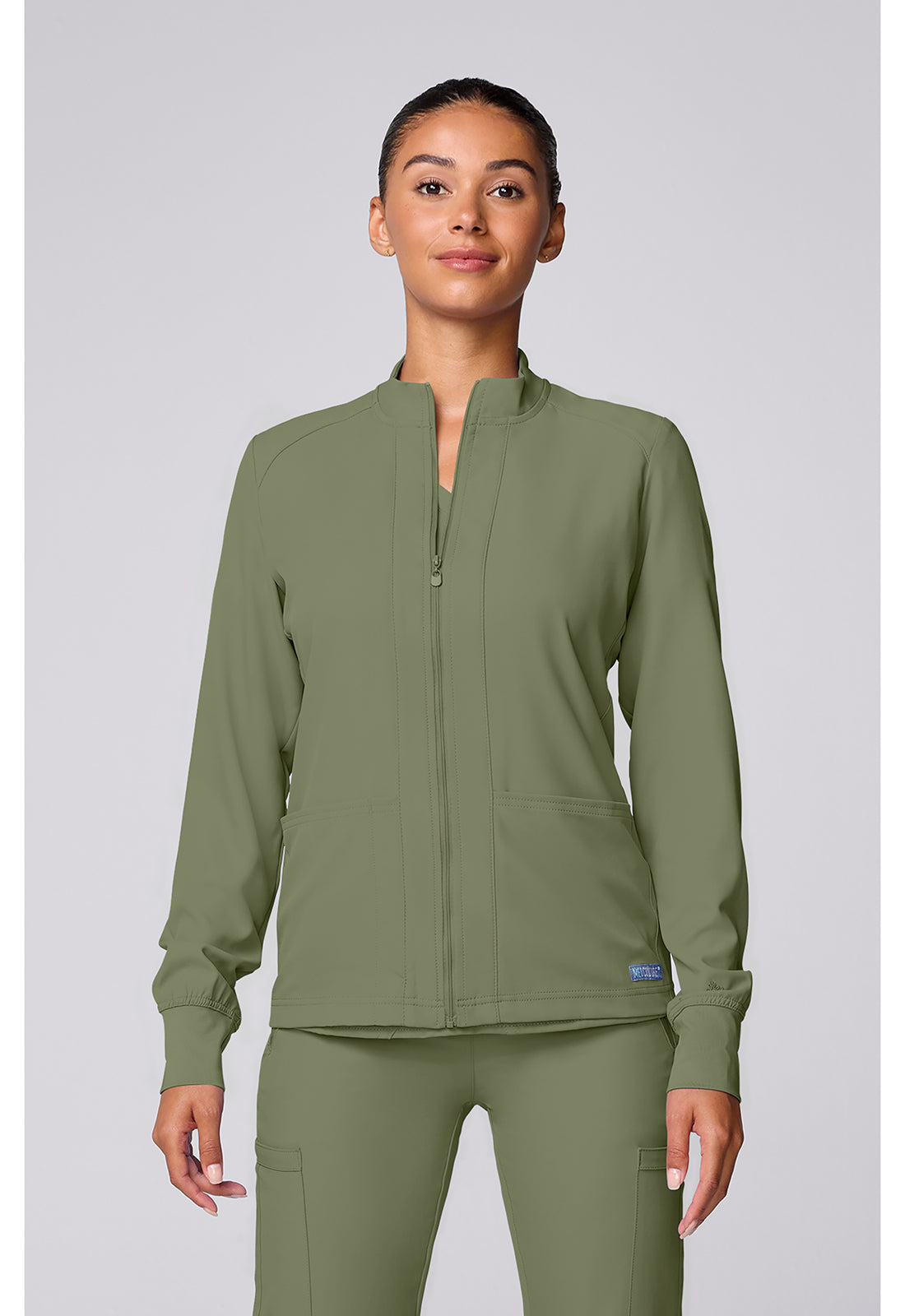 MedCouture Zip Front Warm-Up With Shoulder Yokes