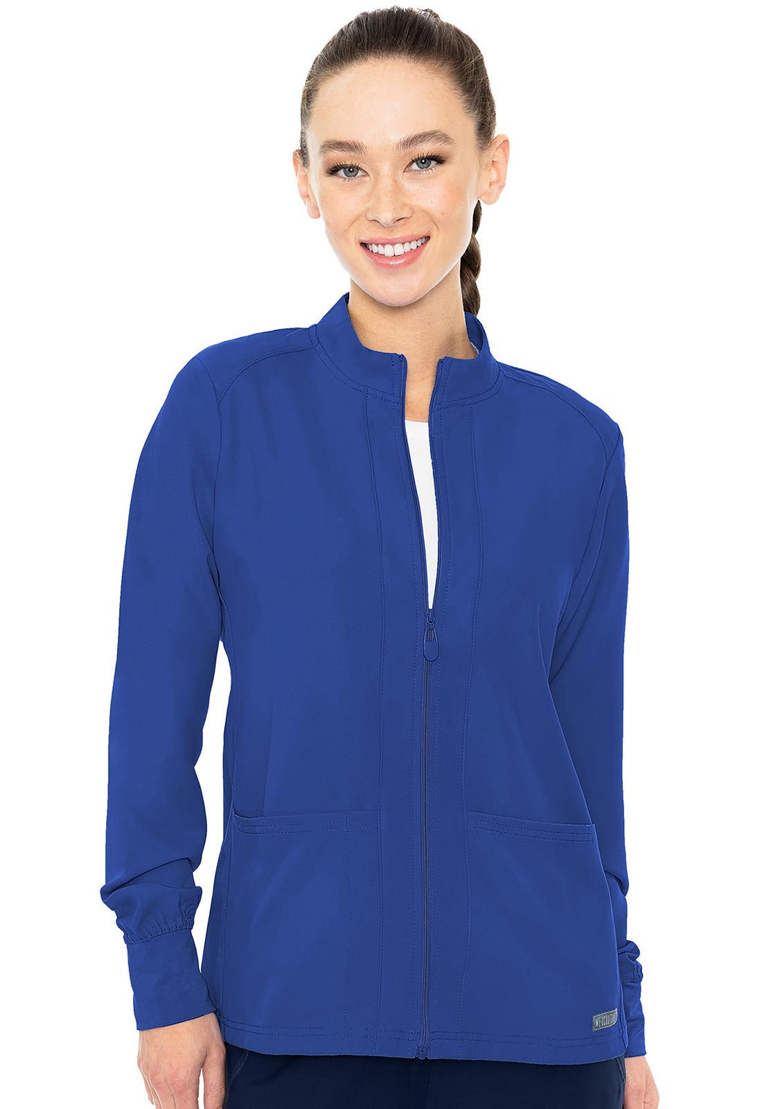 MedCouture Zip Front Warm-Up With Shoulder Yokes
