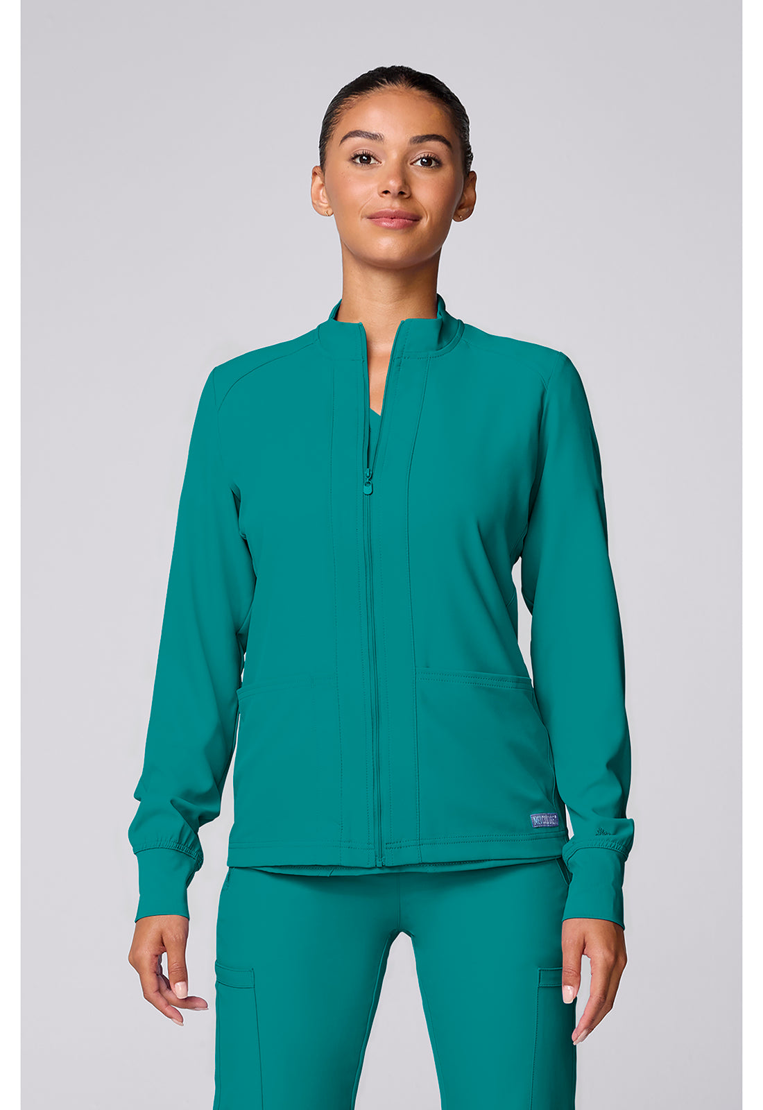MedCouture Zip Front Warm-Up With Shoulder Yokes