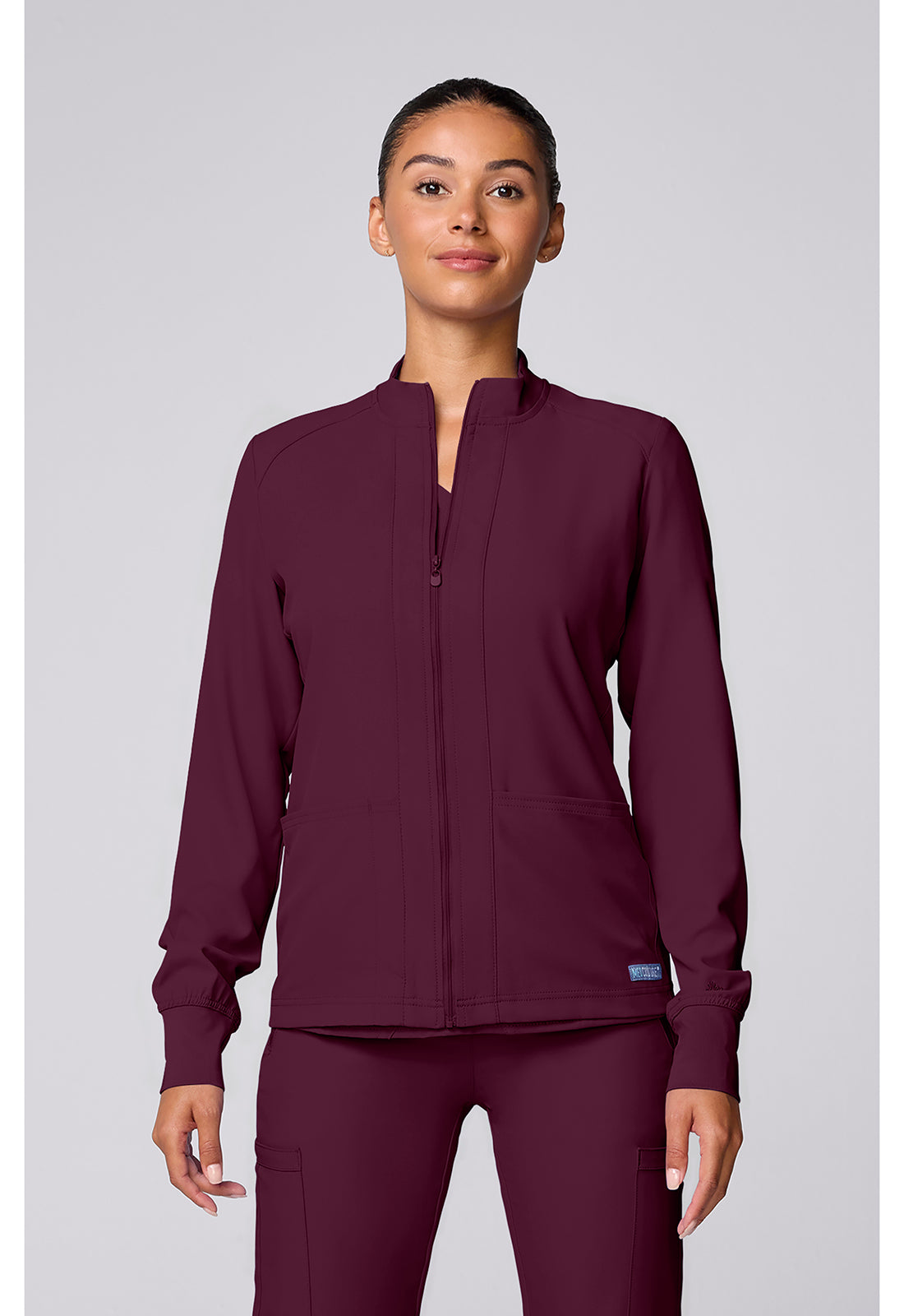 MedCouture Zip Front Warm-Up With Shoulder Yokes